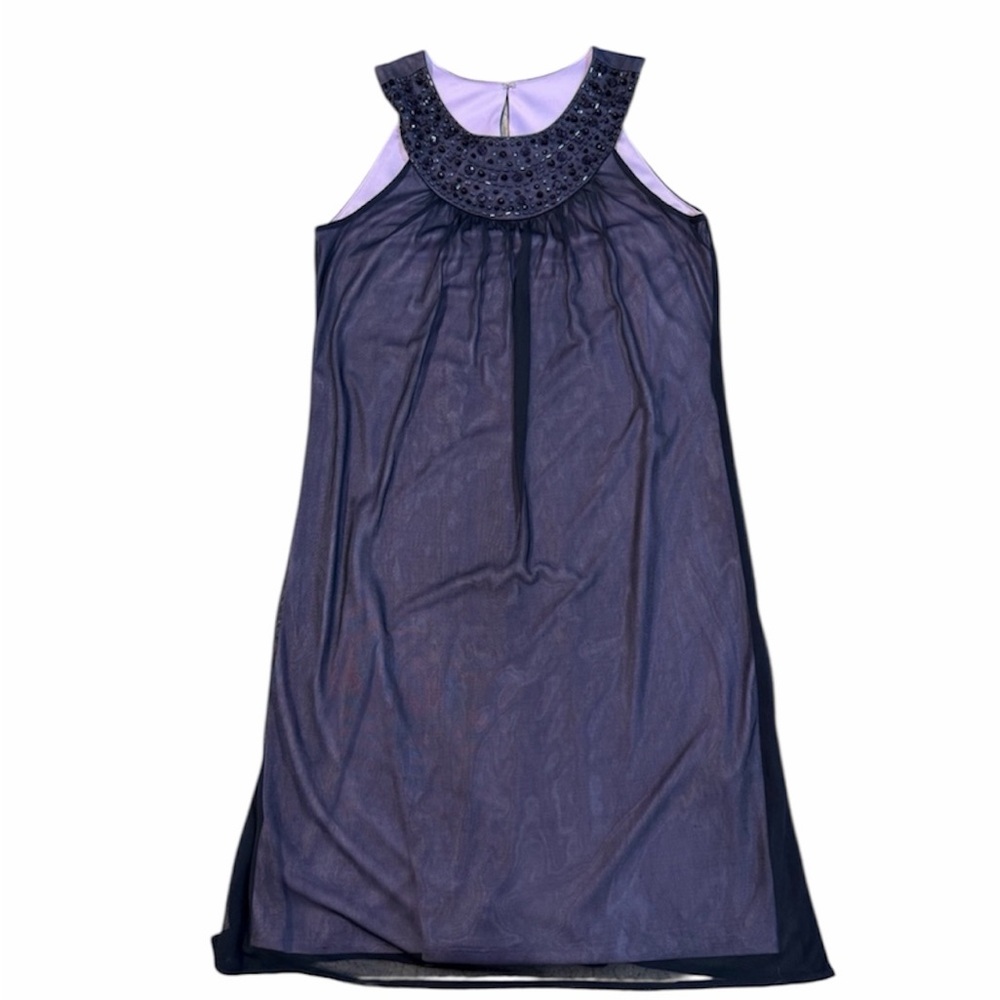 Jessica Howard Beaded Neck Sleeveless‎ Sheer Overlay Dress – Size 6